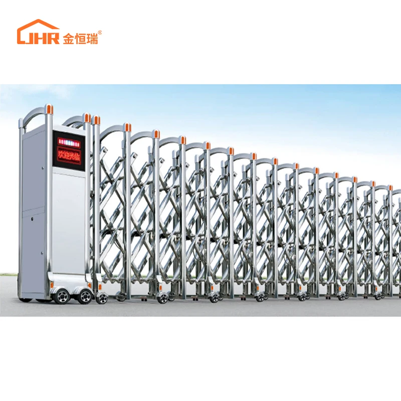 JHR Modern Aluminum Barrier Gate/Electric telescopic gate Aluminum Gates Automatic  Folding Slide Gate