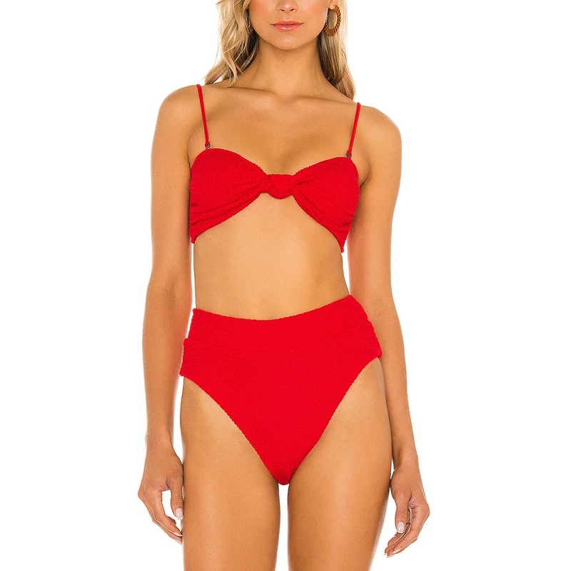 2021 private label swimming crinkle bikinis luxury swimwear high waist swimsuit 2 piece bikini