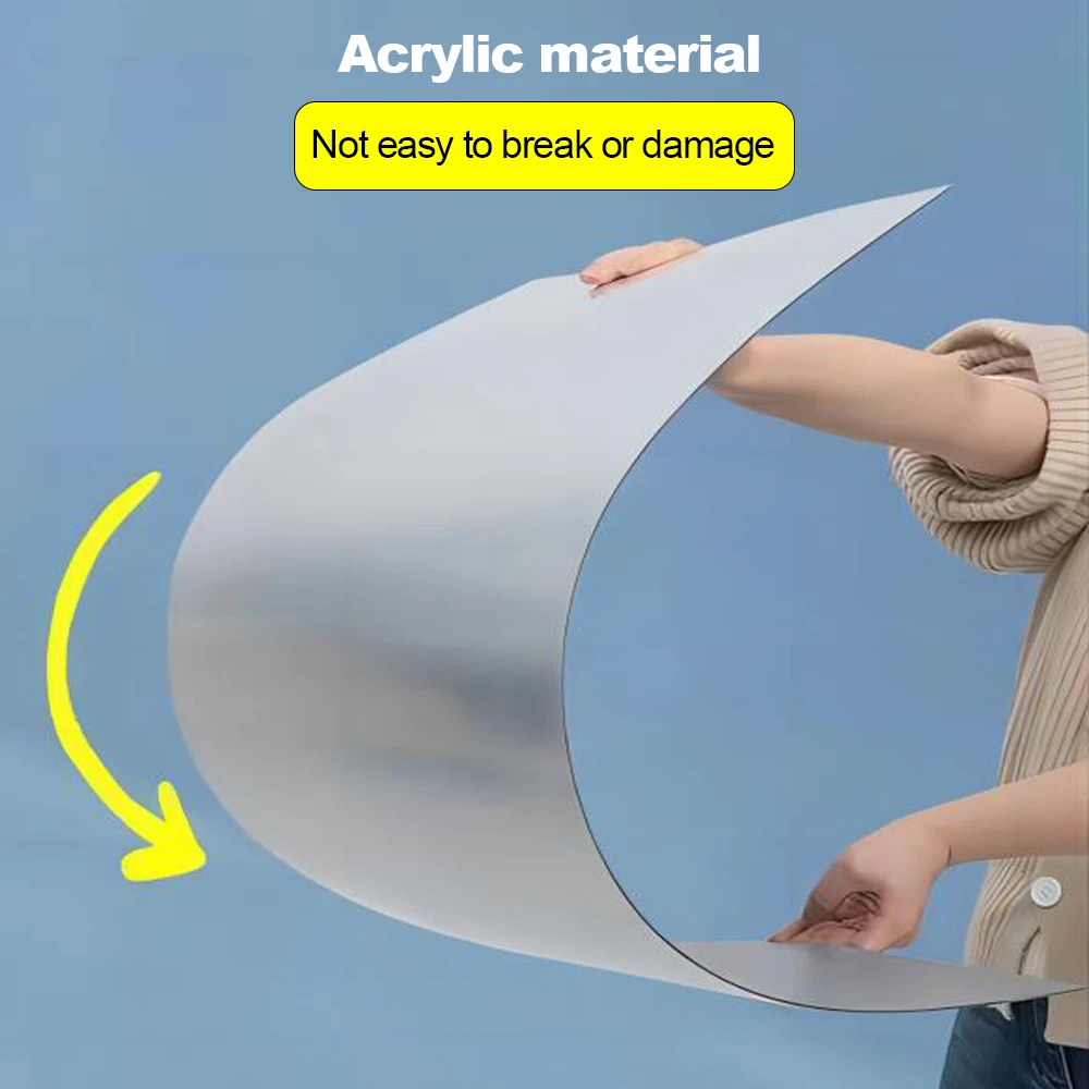 Custom New Product Home Decor Shatterproof Bathroom Silver Unbreakable Self Adhesive Sticker Acrylic Sheet Mirror