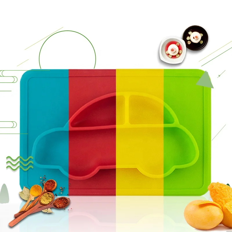 silicone lovely cartoon food plate for baby kids in dinner by Factory Customized High Quality