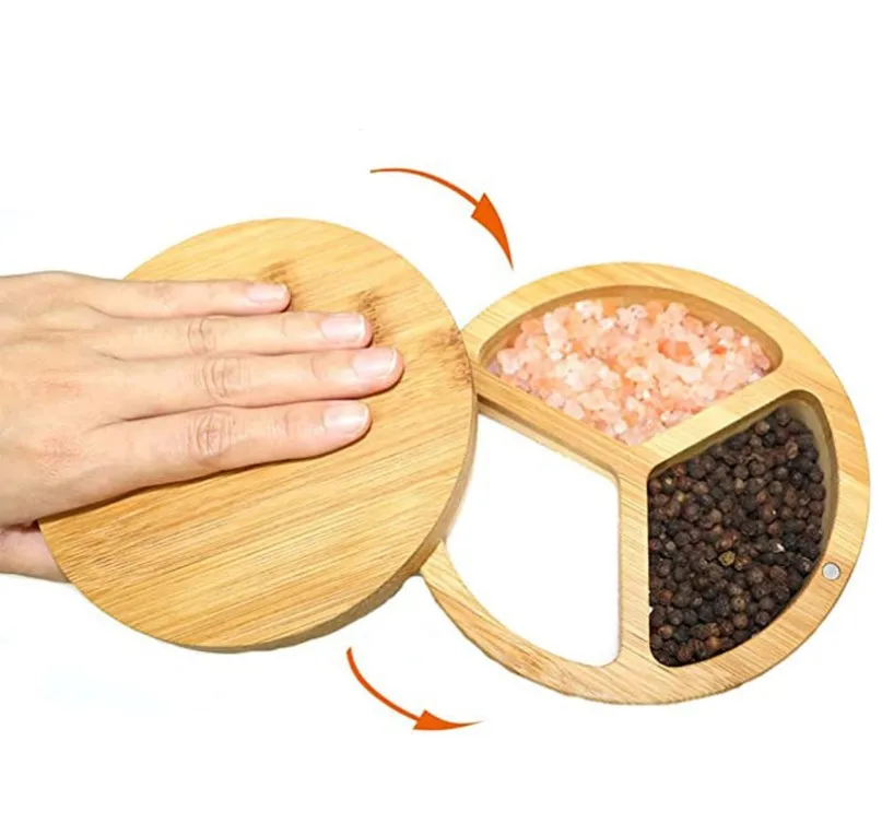 Bamboo Spice Jar Organizer With Bamboo Lid And Bamboo Spoon Spice Jar Set