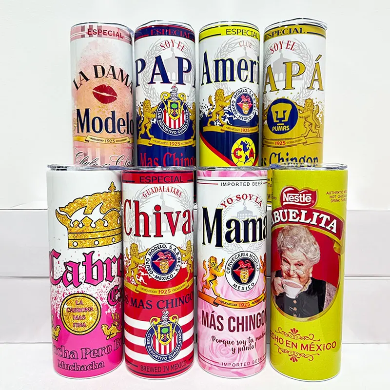 custom beer cup tumbler Mexico Latina style Chingona Toxica Cabrona Mama Papa Sport 20oz Water Bottle Vacuum Insulated Straw Cup
