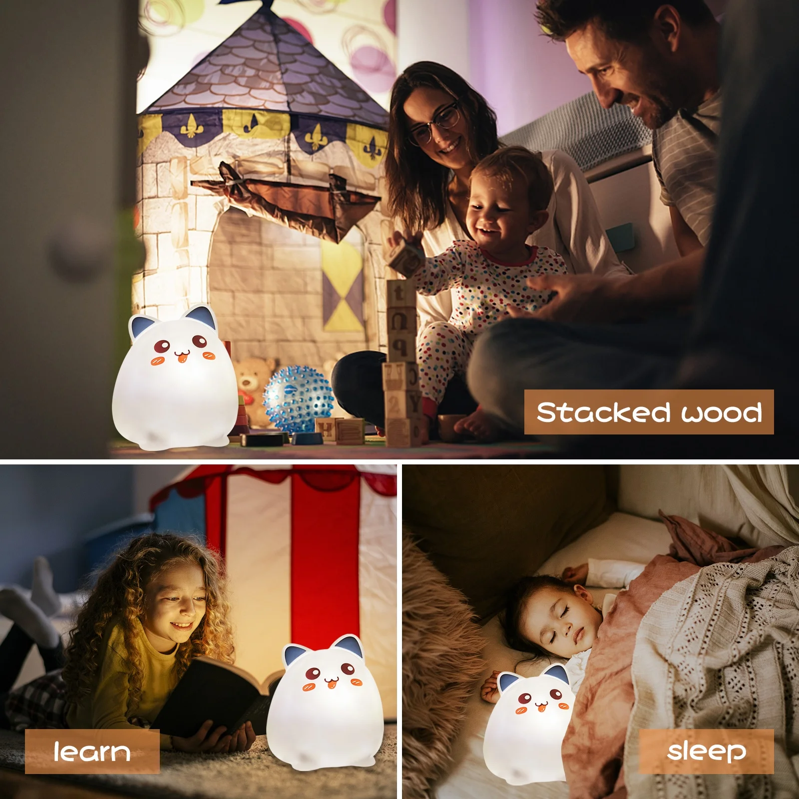 Silicone Nightlight Animal Multicolored rechargeable Kids Lamp For Nursery Illusion Audio table lamp touch sensor Gift Birthday