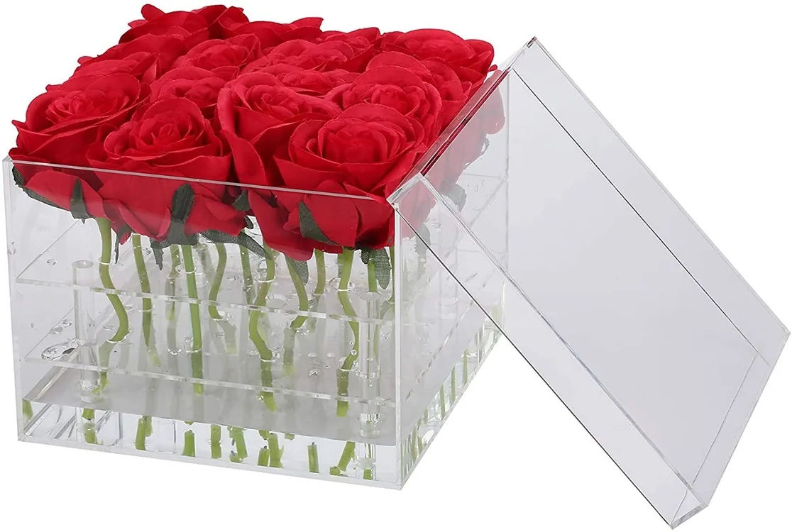 MYDARB Rose Donation Box, Permanent Charity Donation Box with Keychain Custom Multifunctional Acrylic Collection Box Customized ISO9001