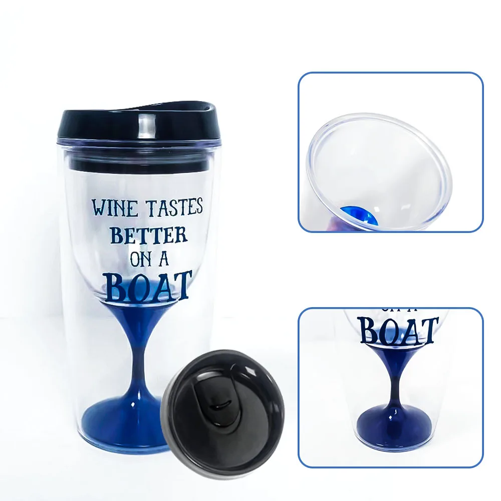 10oz Popular New Design Double Wall Transparent Plastic BPA Free Customized Color Logo For Party Festival