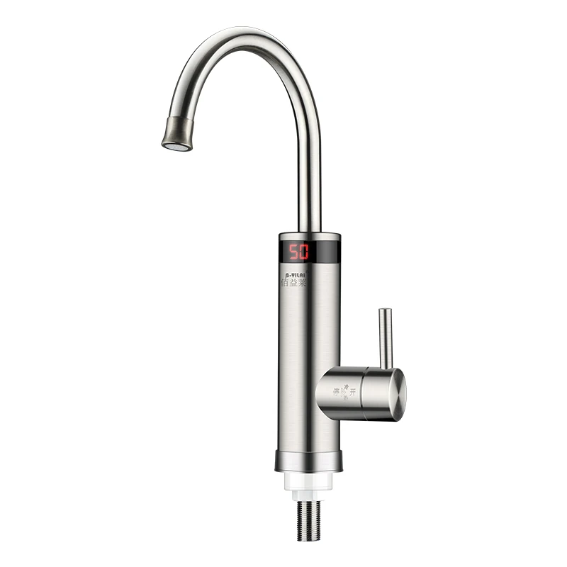 Single-Hole Electric Instant Hot Water Faucet Tap with Digital Display for Bathroom Basin or Kitchen Sink for Shower