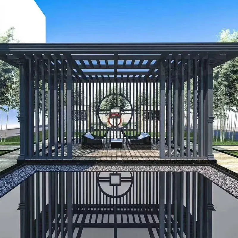 Waterproof Gazebo Pergola Aluminum 4x3 Pergola with Metal Nature Wpc Garden Gazebo Roof Outdoor Wood Pavilion Support SPF