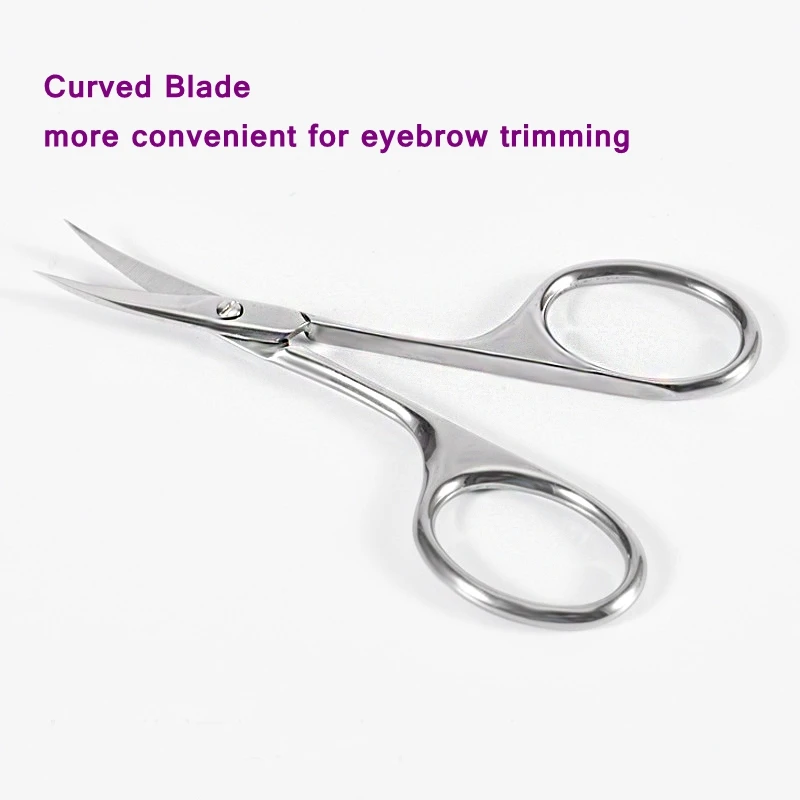 Professional Stainless Steel Trimmer Eyebrow Eyelash Hair Remover Tool Nose Hair Scissor Curved Blade Eyebrow Scissors