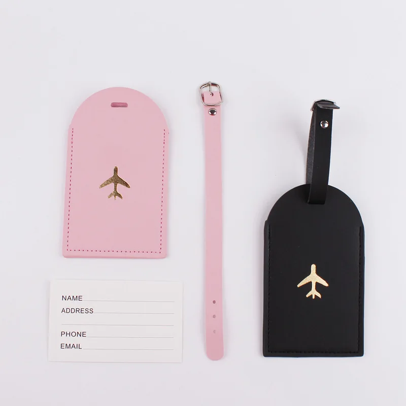 BSBH Simple Logo Solid Color Smooth Soft Pu Leather Luggage Tag Privacy Protection Adjustable Luggage Tag