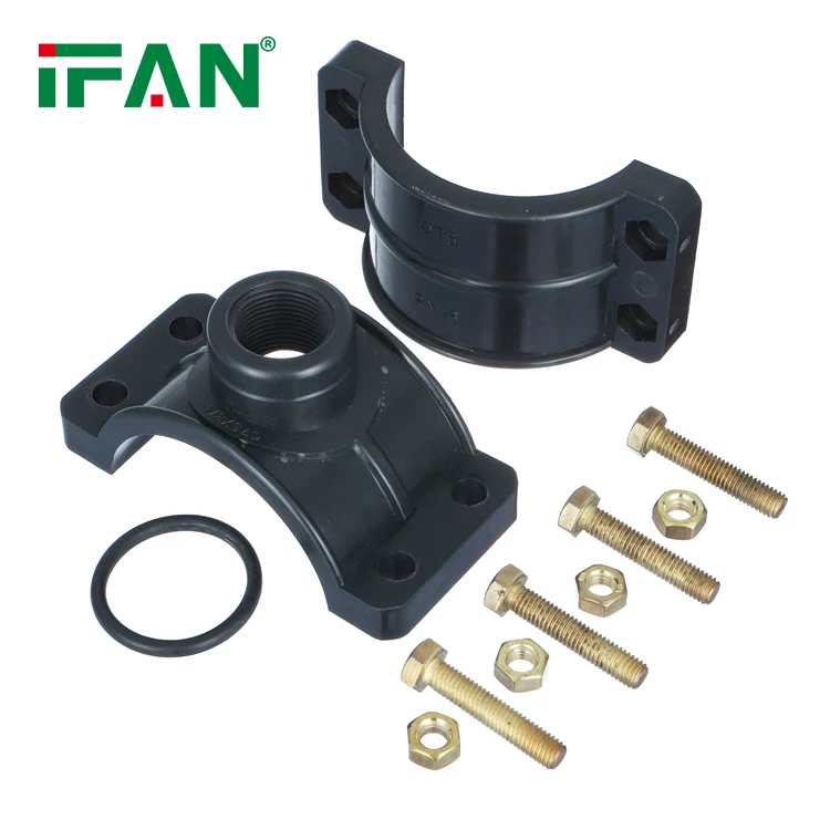 Фан бесплатный образец HDPE седло зажим черный PP PN16 фитинг трубы