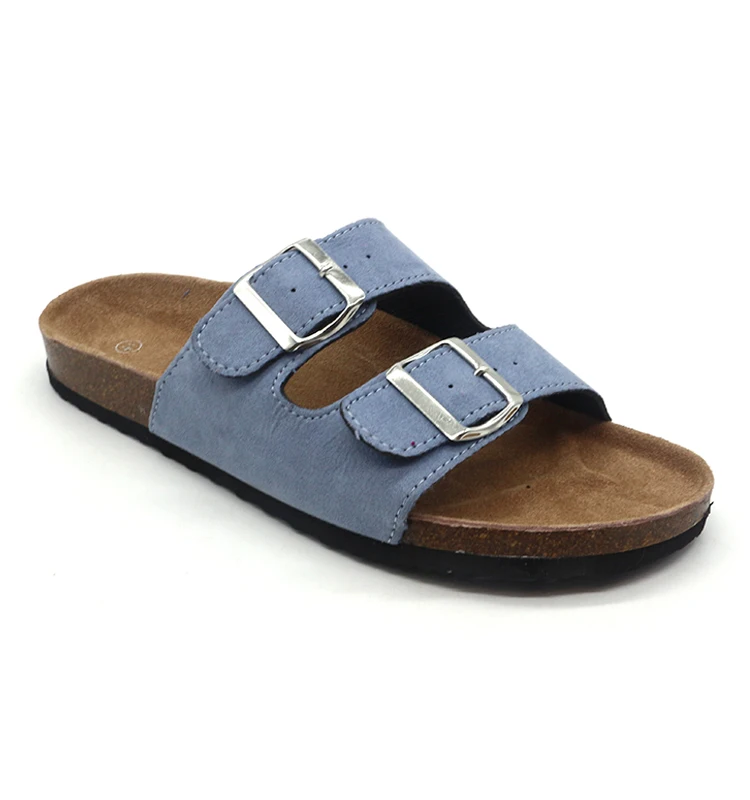 Outdoor Comfort Summer Cork Slippers Cow Suede Sock Wood Sandals