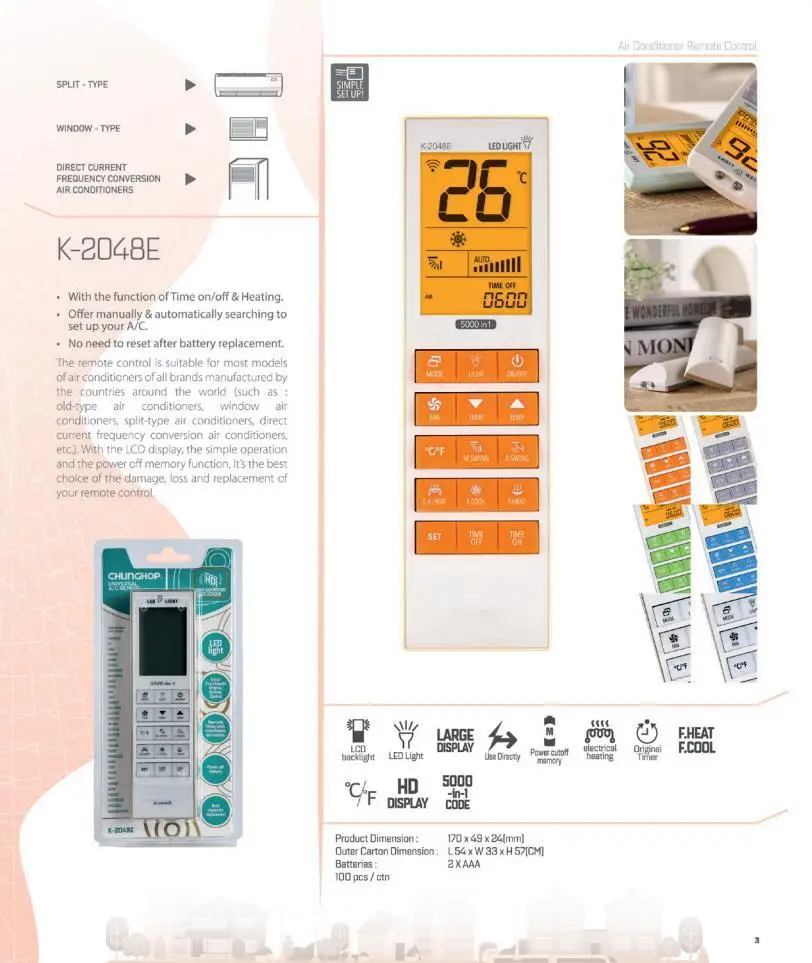 new design Wi-Fi universal A/C remote control