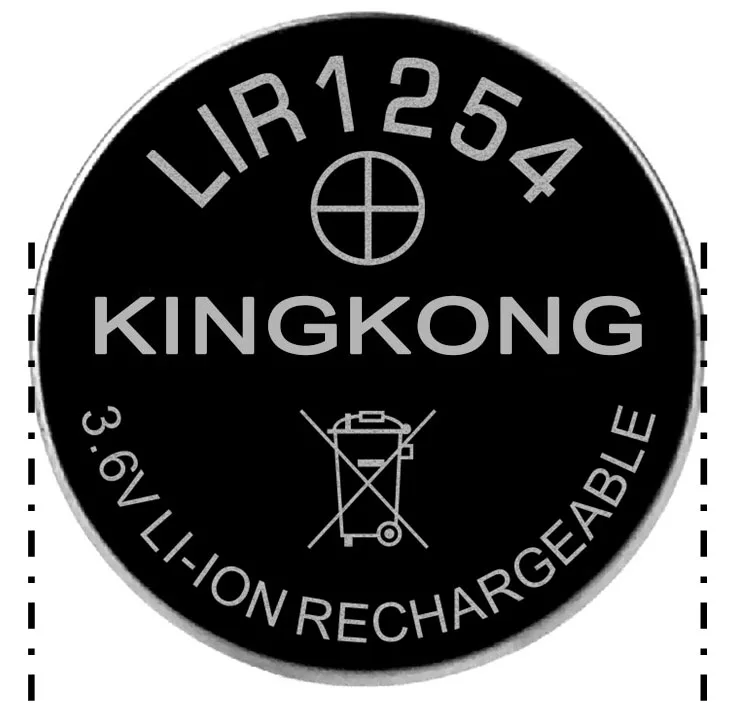 Литий-ионный перезаряжаемый кнопочный аккумулятор Kingkong Brand LIR1254 3,6 V 60mAh
