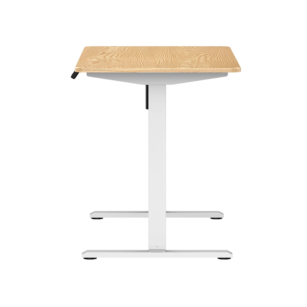 Office Cheap Electric Single Motor Desk Sit And Standing Up Computer Lift Tables White Frame Adjustable Height