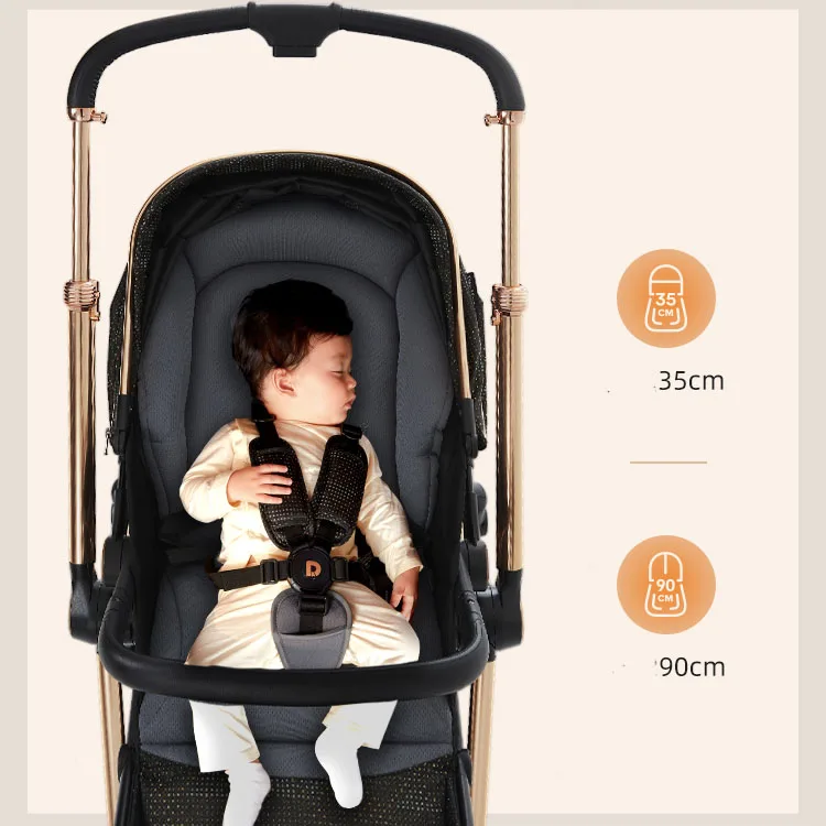 one-piece cast aluminum frame Folding baby carriage 3 in 1 Stroller Baby with carry basket