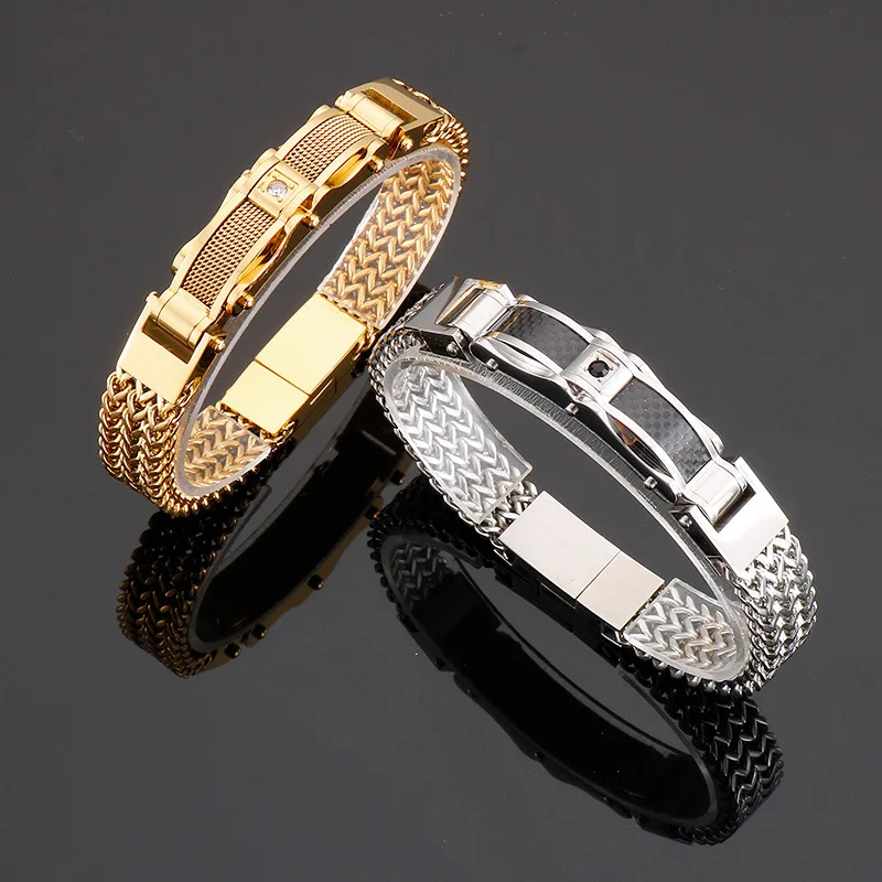 stainless steel dragonbone chain punk maggetic clasp 18k gold charm bracelets for gift