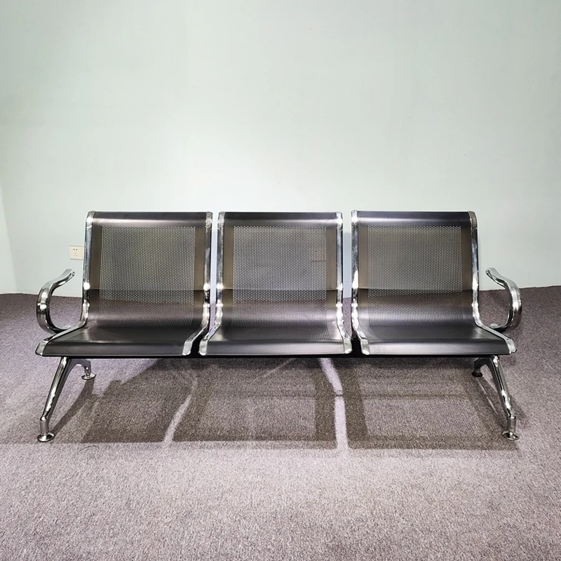 Modern Airport Conference Room Bench Triangle Chair Stainless Steel Living Room Hotel Salon Bank Public Patient Waiting Elegant