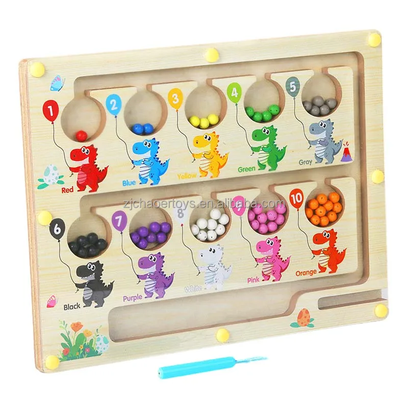 CHAOER 2024 Wooden Color Number Magnet Maze Juguetes Montessori Educational Puzzle Board Activity Slot Toys for Child Boys Girls