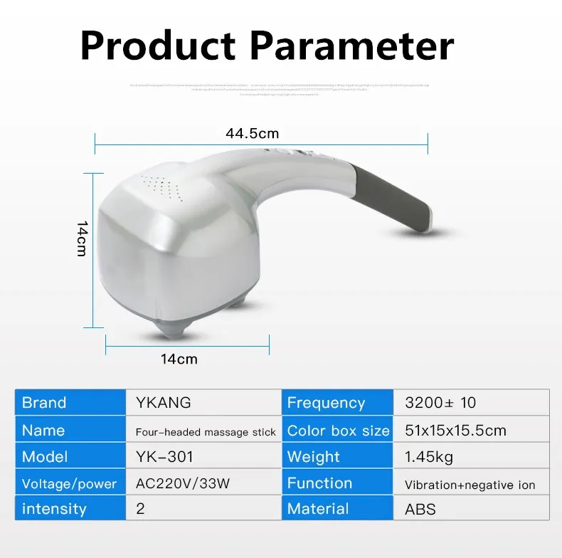 2020 Hot Sale Powerful 33W Vibrating Body Massager Device With Ionization 4 Head ABS Small Body Massager