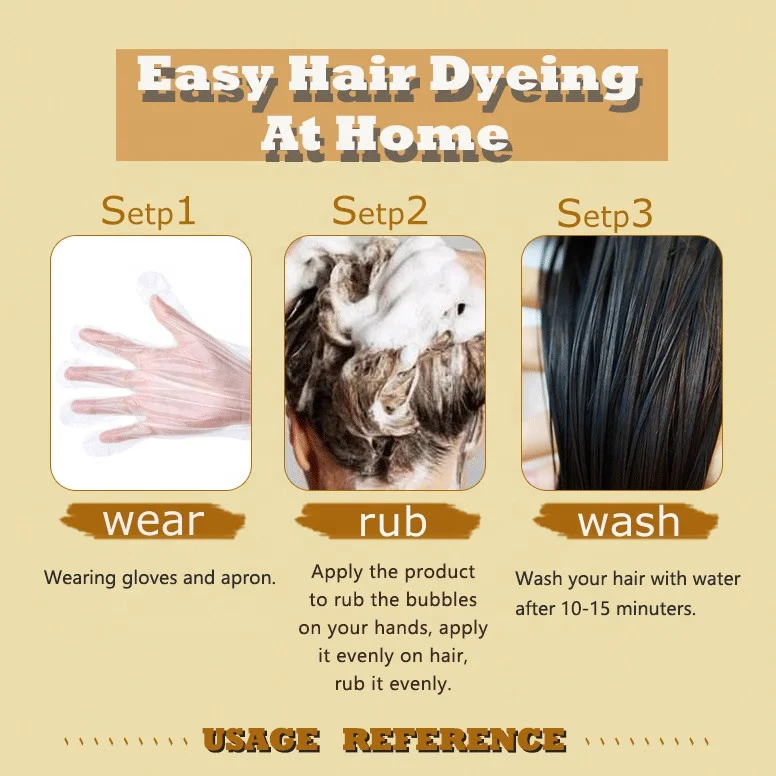 high quality chinese organic herbal permanent washable brown color hair dye colour  shampoo
