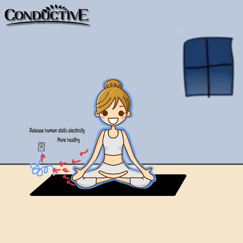 ESD Portable Foldable Yoga Mat  Grounding Fitted Sheet Conductive Exercise Earthed Mat for EMR Protection