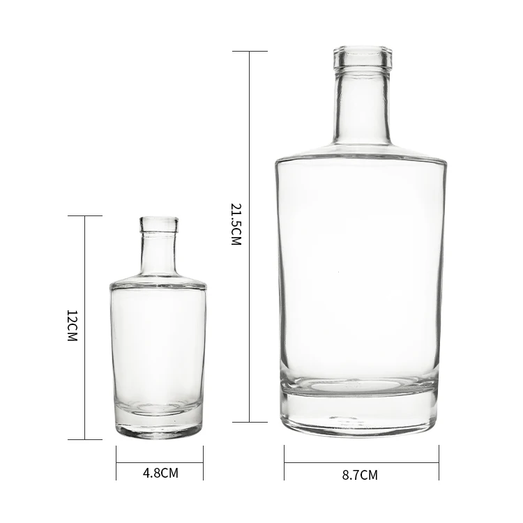 100ml 500ml 750ml Super Flint Flat Shoulder Glass Gin Vodka Liquor Bottle with Cork Lid