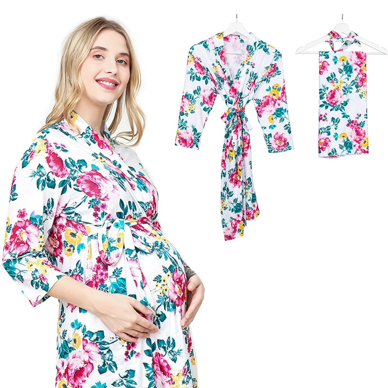 Комплект из 3 предметов-очень большая ночная рубашка для кормящих мам с повязкой на голову