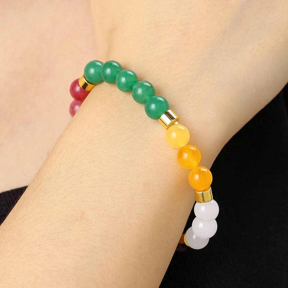 Colored Stone Crystal Beads Elastic Bracelet for Women Aventurine Malachite Beaded Bracelets Jewelry