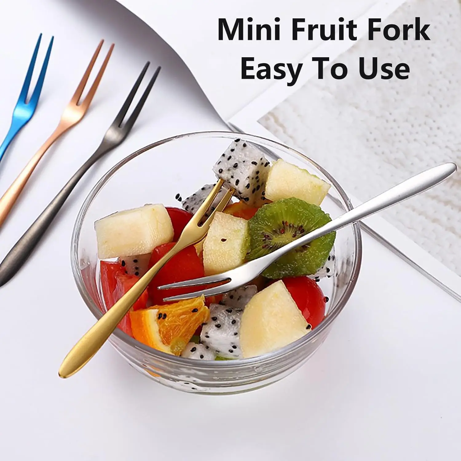 Wholesale Stainless Steel Fruit Fork Two-Tine For Dessert Fruit Appetizers Tasting Stainless Steel Fork
