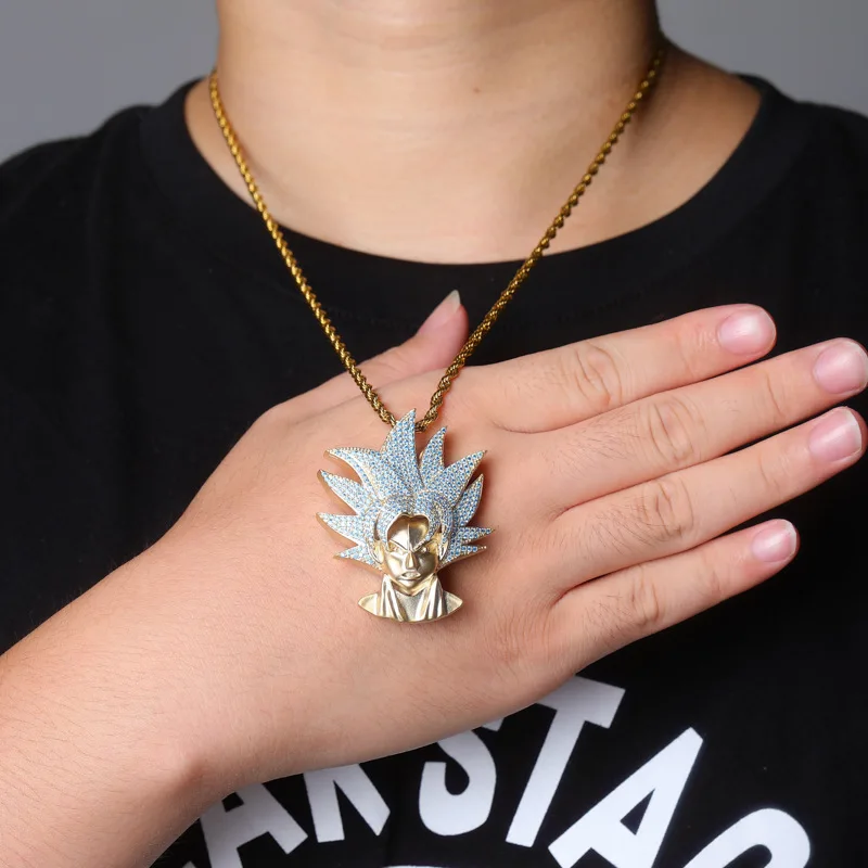Factory customized fashion exquisite anime avatar pendant gold zircon hip hop personalized necklace