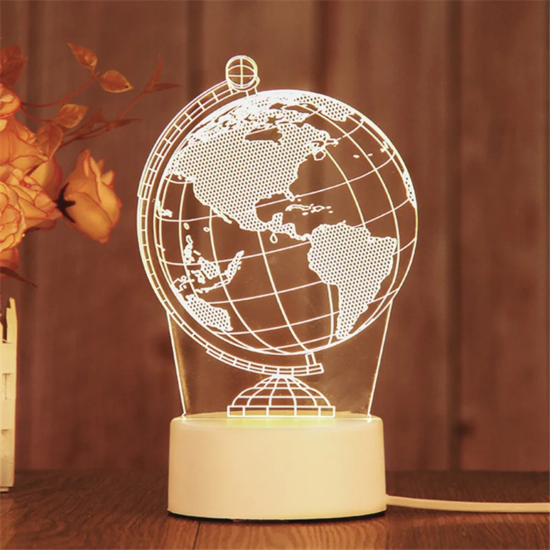 Custom Diy Engrave Blank Gift Table Led 3D Light Clear Acrylic Lamp Base Night Light With Plate