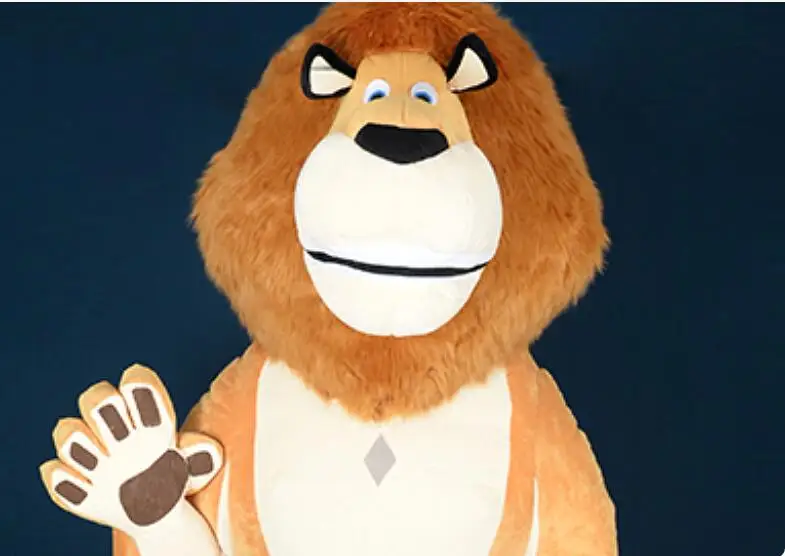 Popular Funny Plush Fur inflatable lion mascot costume cartoon character Alex mascot suit for adults