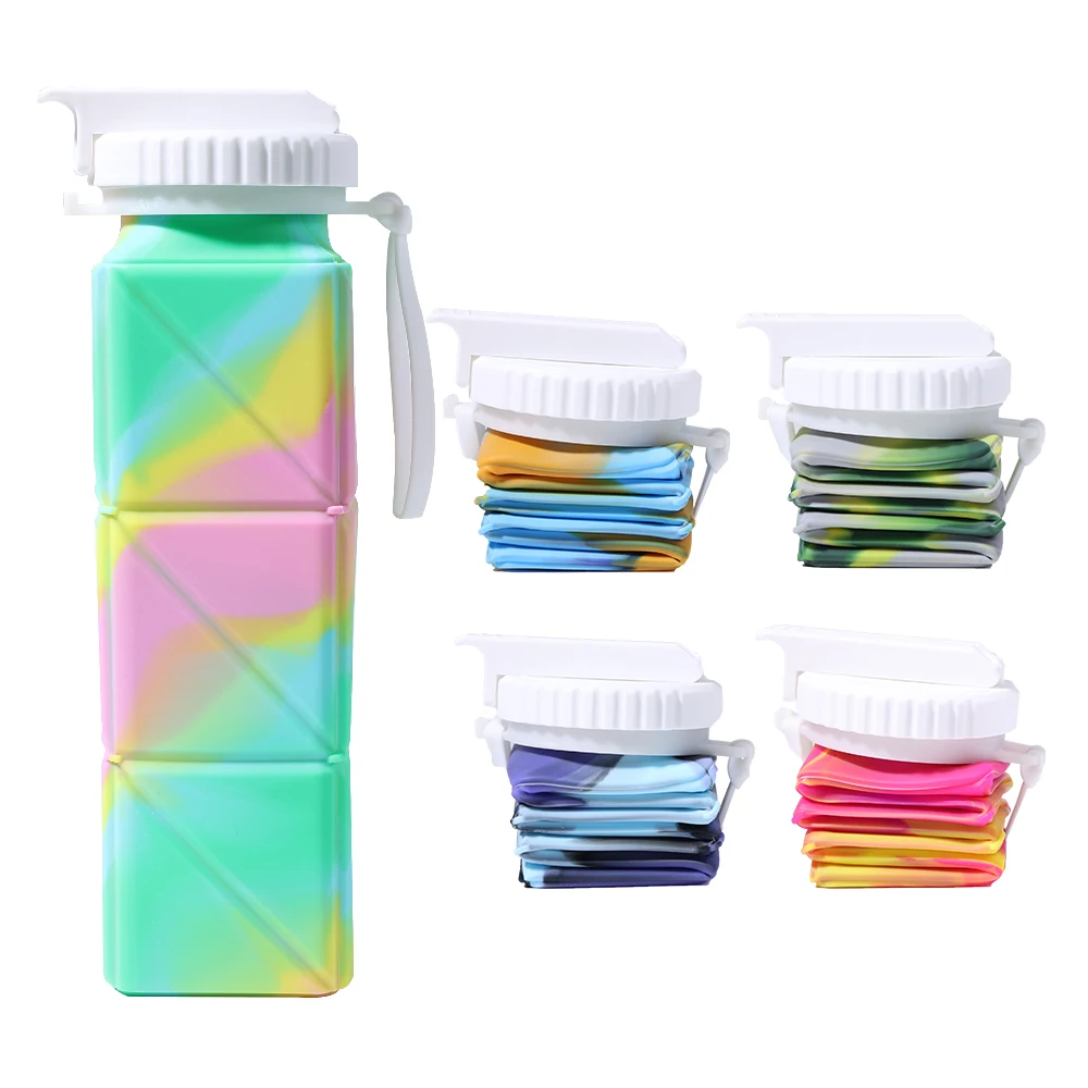 new product idea 2024 Portable Leakproof custom gym water bottle wholesale ecofriendly silicone foldable water bottle with straw