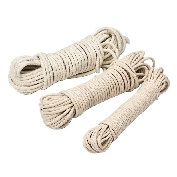 
Wholesale 100% Natural Color Cotton Rope Round Cord 15m 30m 50m Customized Braided Cotton Rope 