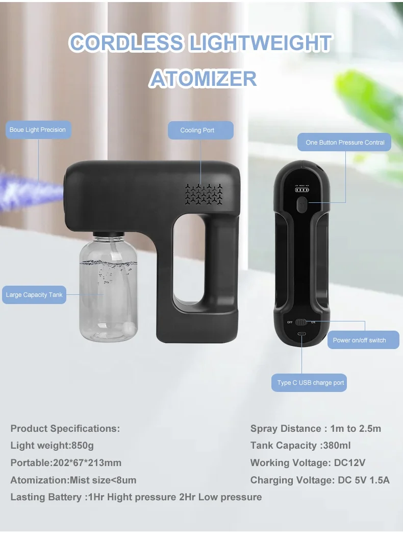  Nano electric spray gun mist sprayer mini sanitizers foggers machine disinfecting