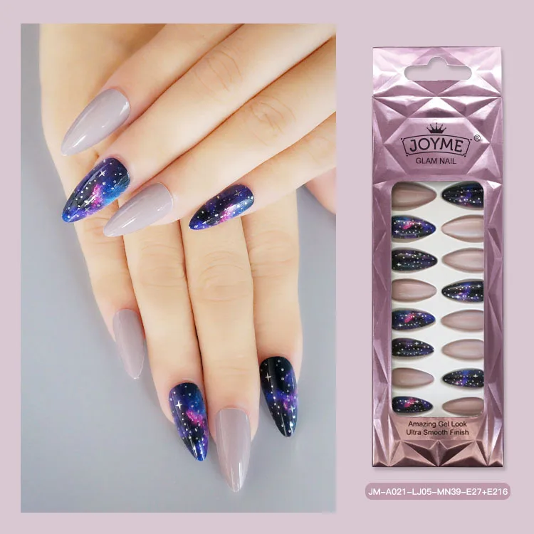 Wholesale  European And American Style Wearing Nails 24pcs/BOX Artificial Fingernails Gilt Droplet Fake Nails