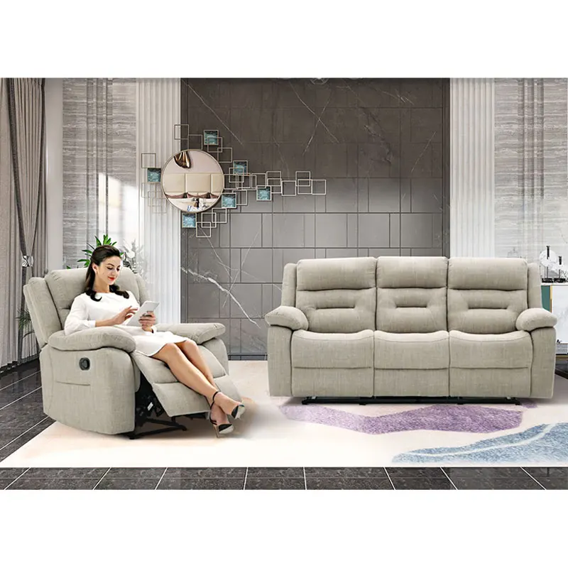 MANWAH CHEERS  home furniture manual functional 3 2 1 seater high-tech fabric Recliner living room  sofa set