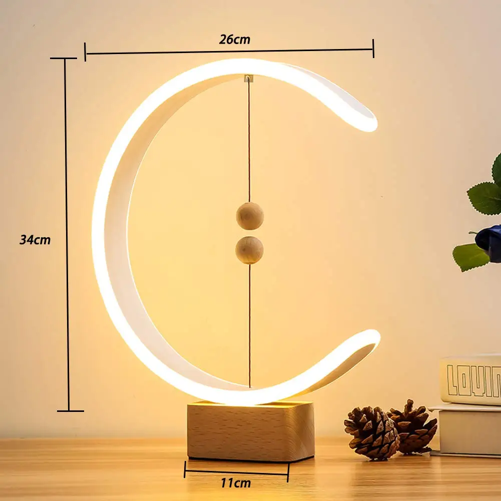 
New Design Heng Balance Lamp LED Night Light Mid-Air Magnetic Switch Lamp USB Charging Decoration for Bedroom Drop Shipping 