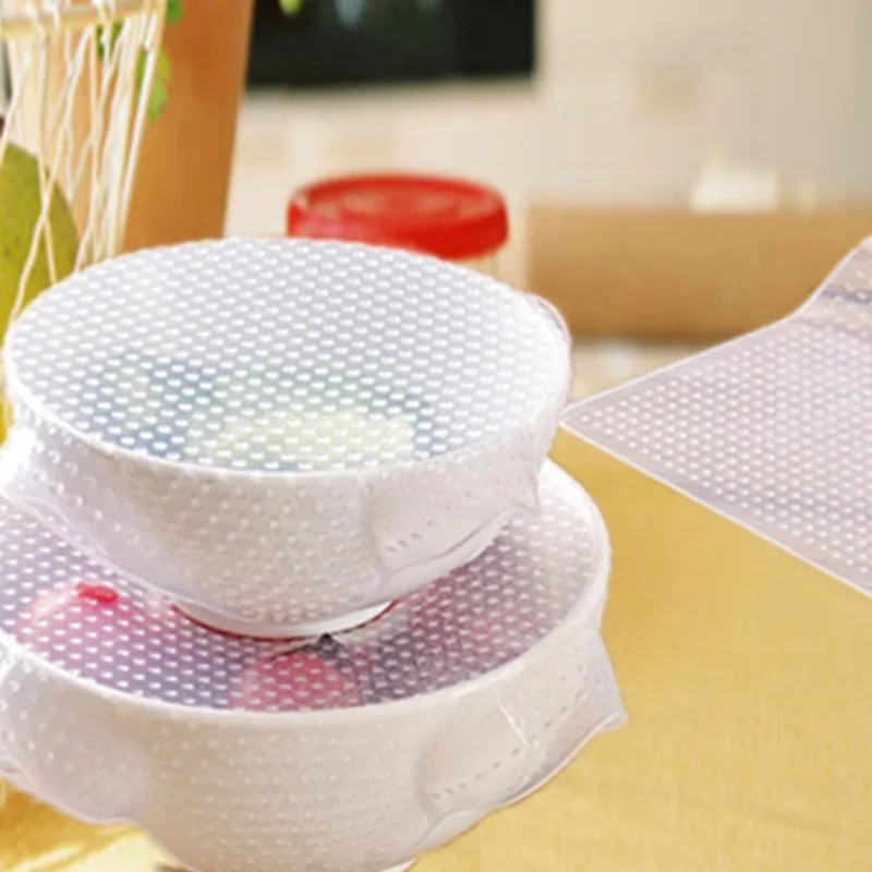 BPA Free Soft Flexible Reusable Silicone Wraps Lid Seal Stretch Film for Cup and Bowl