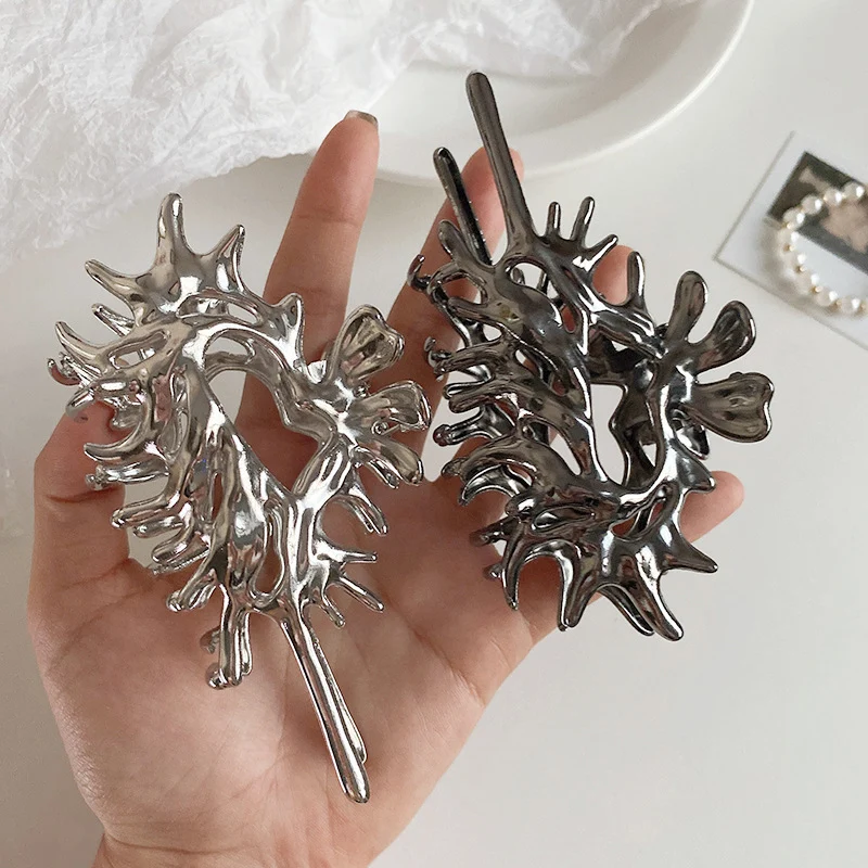 11.5CM  Metallic Conch Hair Claw Clips Cool Alloy Jaw Hair Clamps Hairpins Barrettes for Women Ponytail Holder Wholesale