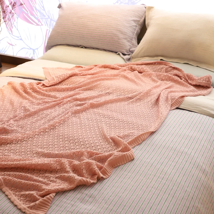 
Wholesale super soft micro fiber spring autumn pink pure colour air conditioner blanket for double bed couch sofa 
