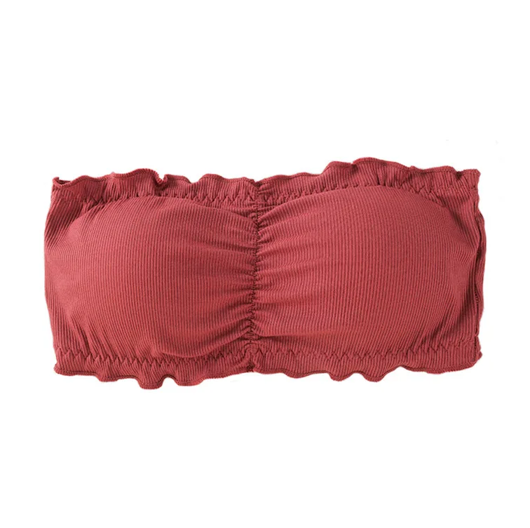 Women Lace Bralette Bra Tube Top Padded Sweet Girls Tube Bra Stretchy Chest Wrap Floral Strapless Bandeau Bra