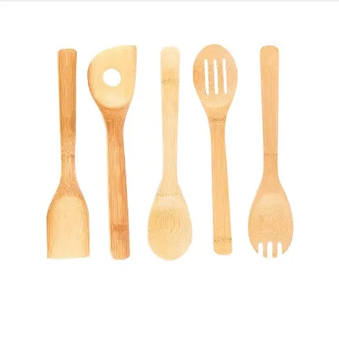 Eco friendly Organic Bamboo Elevated Cooking Utensils Set Serving bamboo kitchen Utensils cookware set
