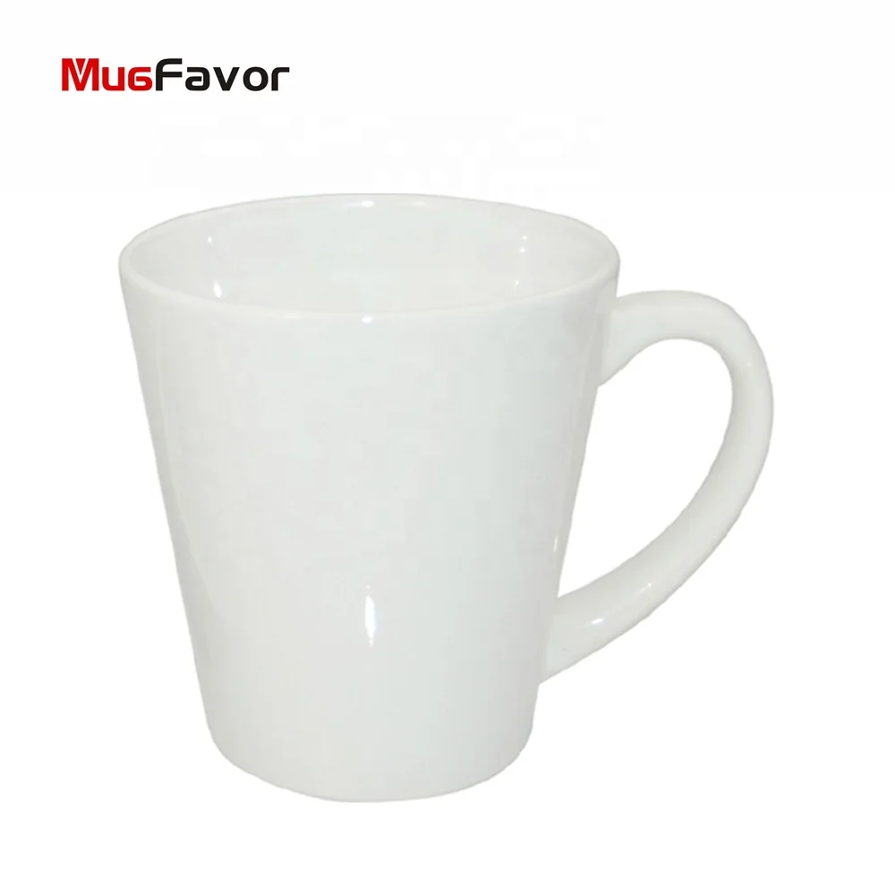 MugFavor Sublimation 12 oz Photo Ceramic Cone shape Custom Printed Latte Coffee Mug MW12 White Ceramic Mug Gift Coffee Mug