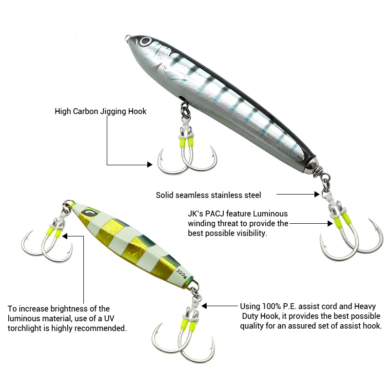 150-300LB pull power assist hook jigging jig assist hook fishing assist hooks