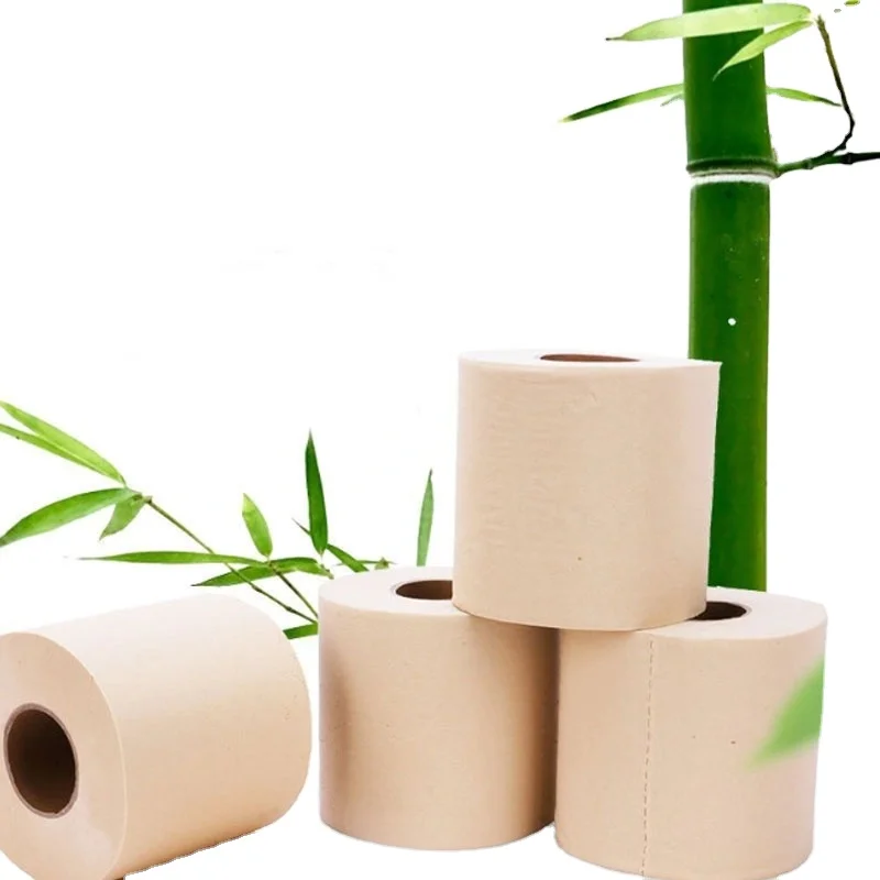 Wholesale Water Absorb Toilet Paper Customized Packing Unbleached Bamboo Pulp Toilet Tissue Roll for Home Hotel