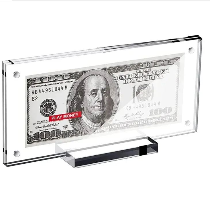Акриловый дисплей держатель для долларовых банкнот бумажная рамка