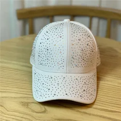 Korean style fill diamond spring autumn high quality snap back hats 6 panel cotton baseball caps