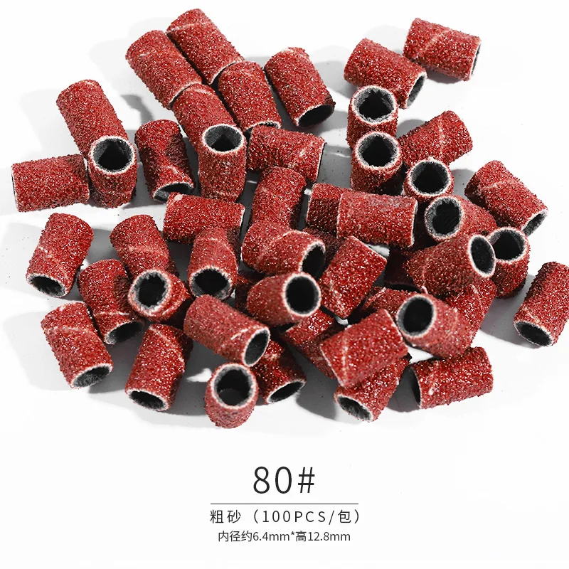 hot -sell ! 100PCS 80# 120# 180# Nail Drill Bits Sanding Ring Bands Grinding Head Polisher Sand Circle For Electric Nail Machine