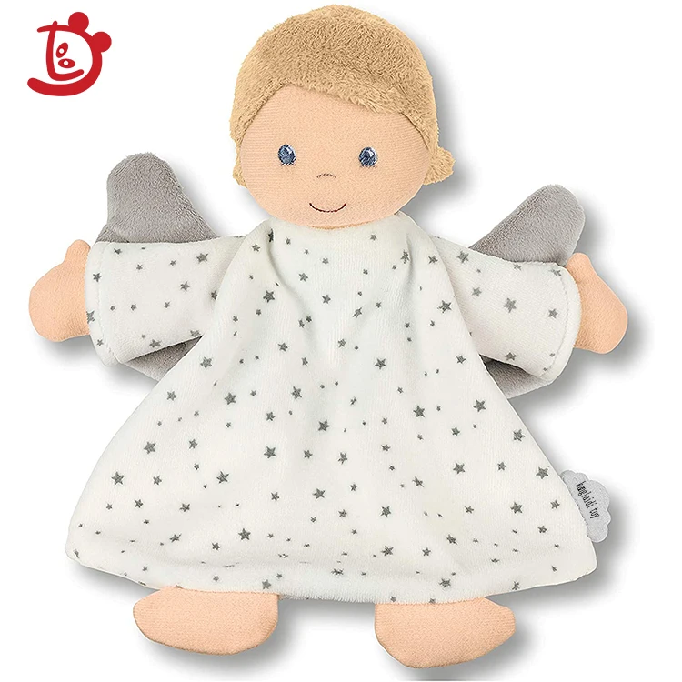 2021 New Arrivals Silk Comforter And Towel Lovey Security Blanket Plush Toy Creative Angel Shape Baby Security Blanket